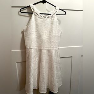 Girls white dress 16 Children’s Place zipper stones at collar sleeveless